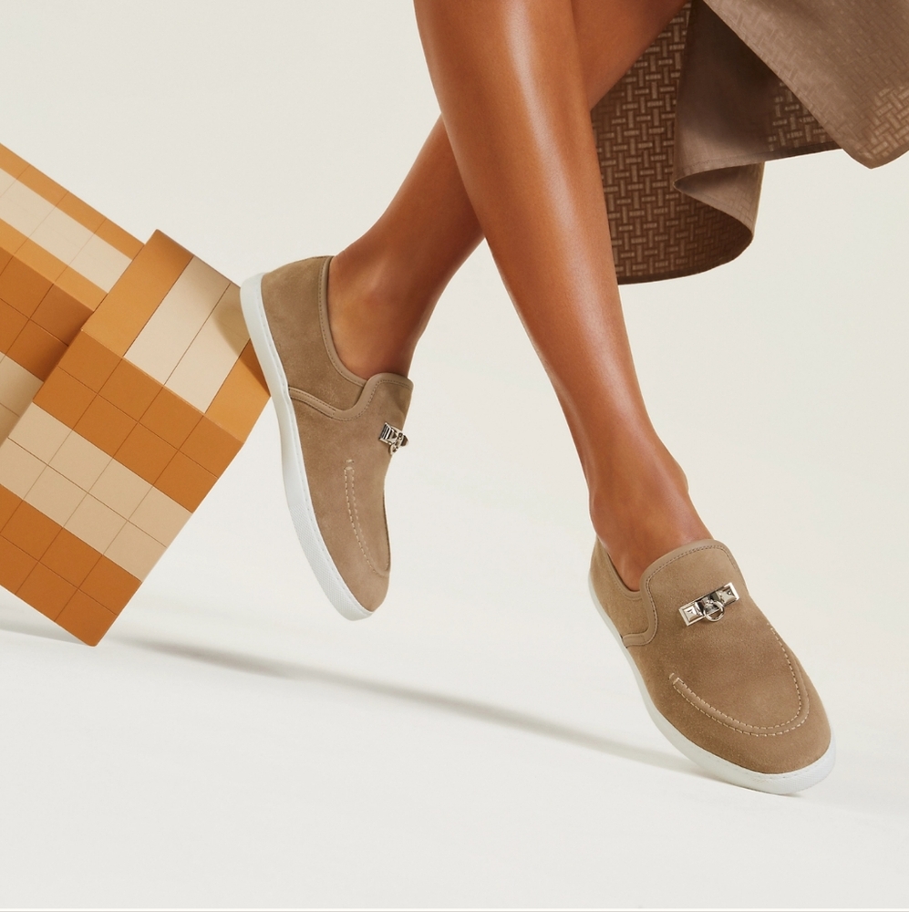 Hermès Jour Loafer Suede Beige Sable sz 37.5